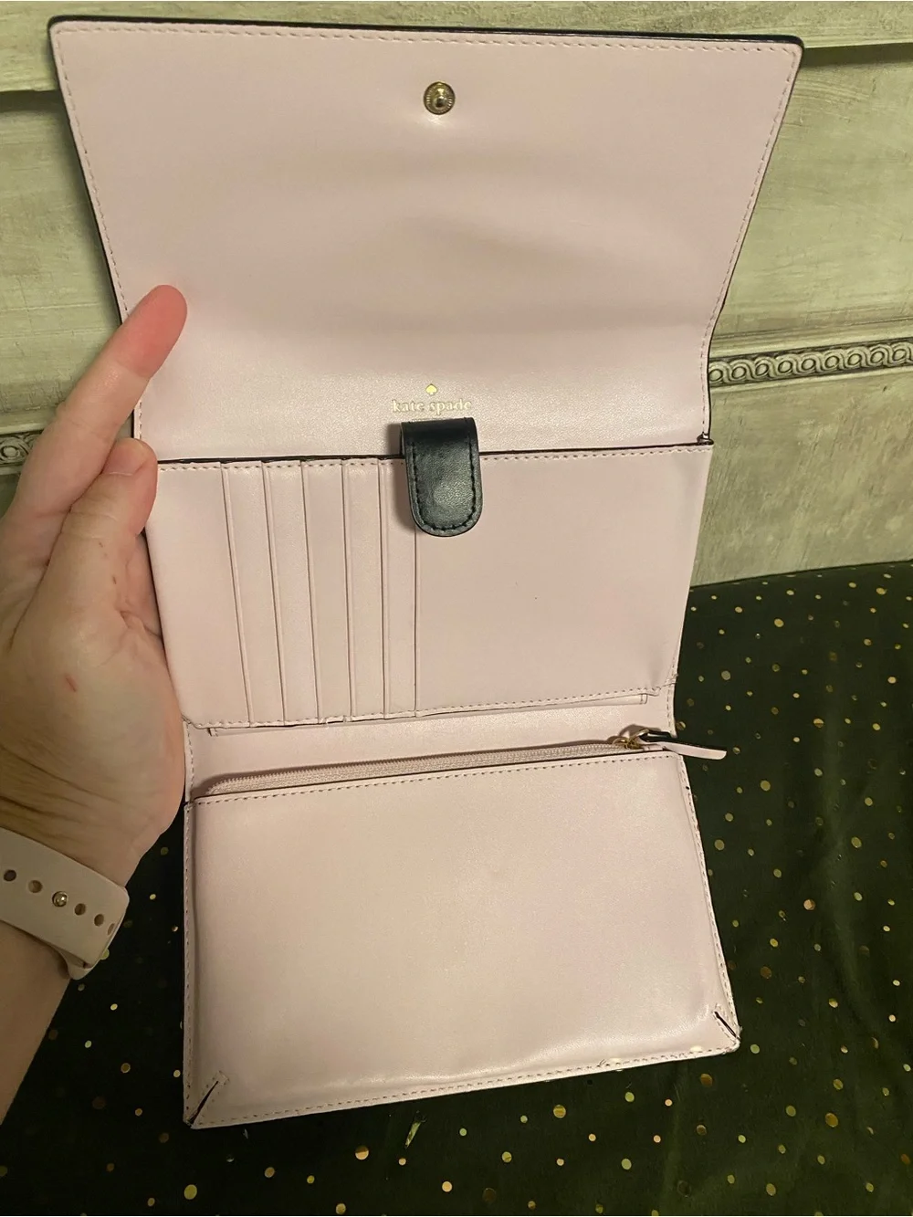 EUC kate spade Black Leather Fold-Over Wallet Clutch